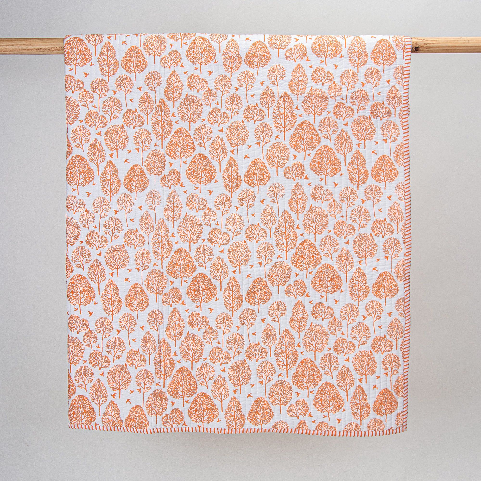 Orange Leaf Print Soft Cotton Baby Blankets & Quilts 092